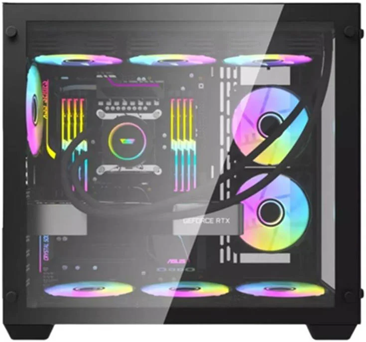 کیس کامپیوتر DarkFlash C285 ATX Mid Tower، ضخامت فولاد SPCC 0.6 میلی‌متر، 6 عدد فن DM12F، 7 اسلات توسعه، پشتیبانی از رادیاتور تا 360 میلی‌متر، پشتیبانی از فن 120 / 140 میلی‌متر، پنل جانبی شیشه حرارت دیده، مشکی | C285-B