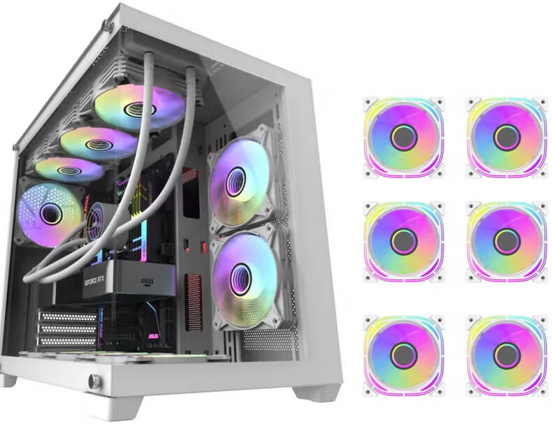 کیس کامپیوتر گیمینگ DarkFlash C285P ATX با پنل شیشه ای حرارت دیده، پشتیبانی از رادیاتور 360 میلی متری و 9 فن 12 سانتی متری، بدنه SPCC 8 میلی متری و پنل شیشه ای دو طرفه، سفید | C285P-W