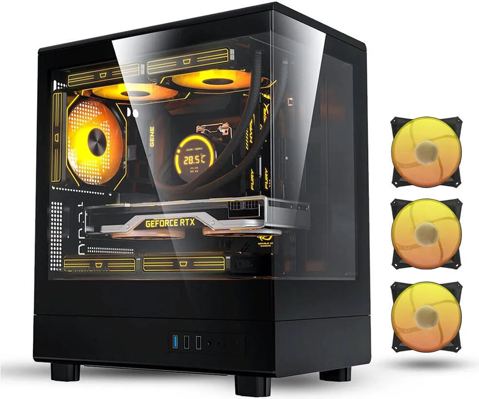 کیس کامپیوتر Darkflash DB330M M-ATX، نمایشگر پانورامای 270 درجه، پشتیبانی از رادیاتور تا 240 میلی‌متر و 5 فن 120 میلی‌متری، USB 3.0 x1، USB 2.0 x2، HD Audio، پورت‌های Power I/O، مشکی | DB330M.Black