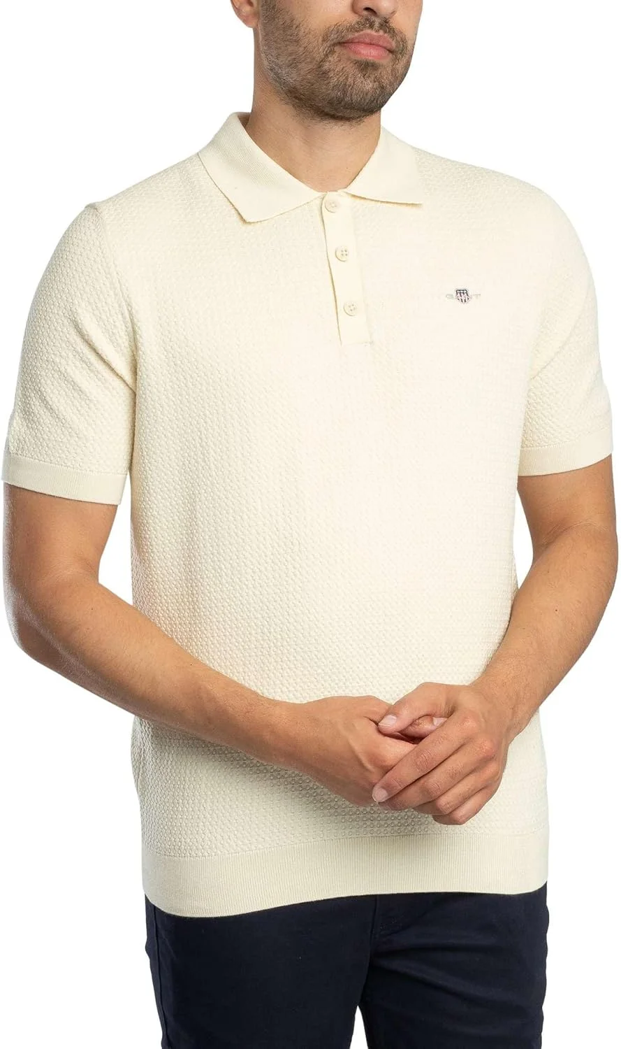 پولوشرت بافت‌دار مردانه GANT، کرم