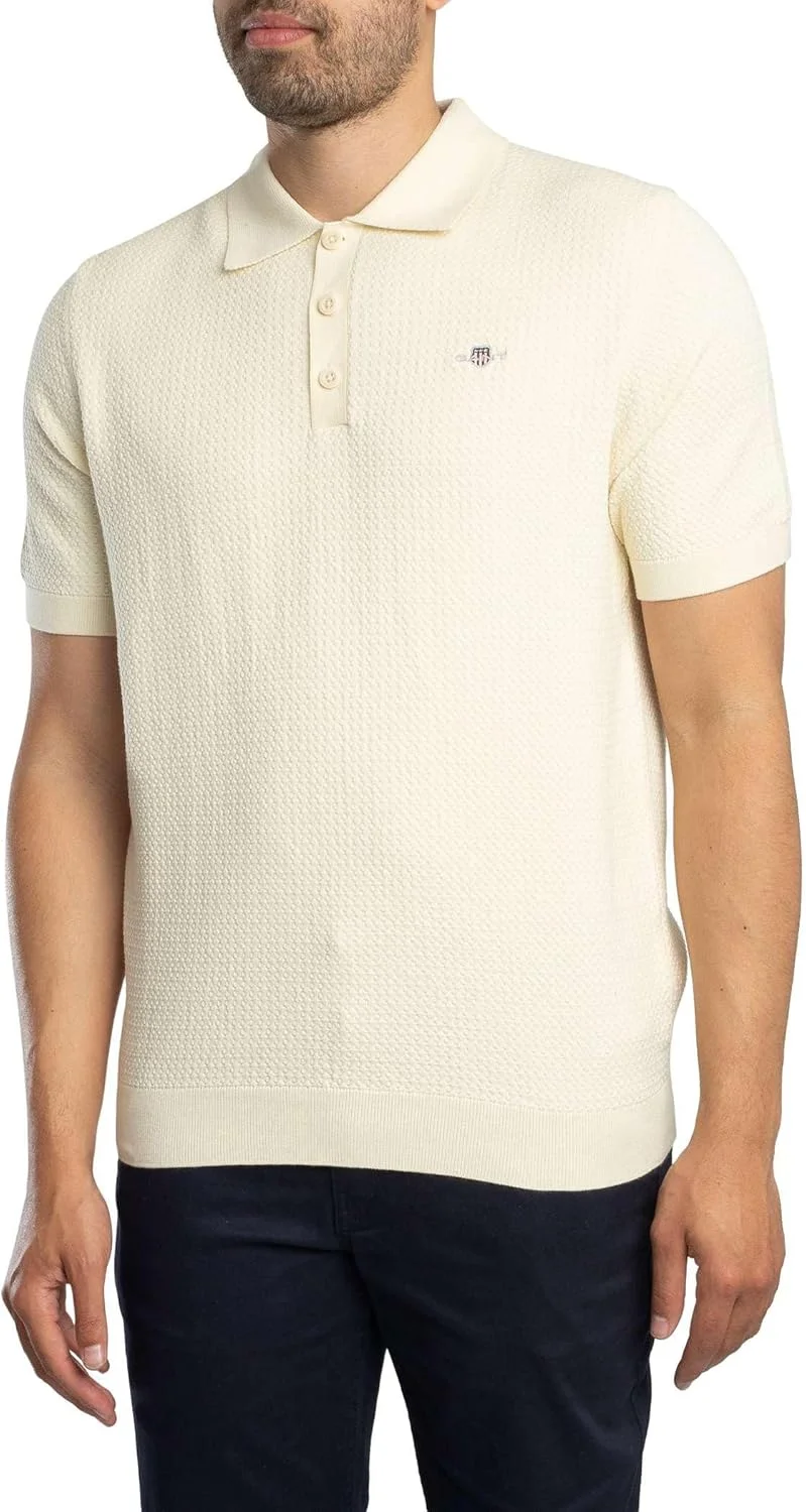 پولوشرت بافت‌دار مردانه GANT، کرم