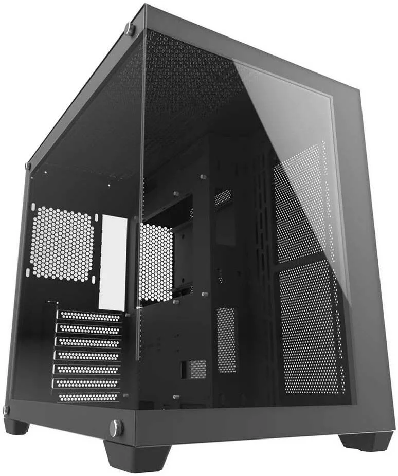 کیس کامپیوتر گیمینگ DarkFlash C285P ATX با پنل شیشه ای حرارت دیده، پشتیبانی از رادیاتور 360 میلی متری و 9 فن 12 سانتی متری، بدنه SPCC 8 میلی متری و پنل شیشه ای دو طرفه، مشکی | C285P-B