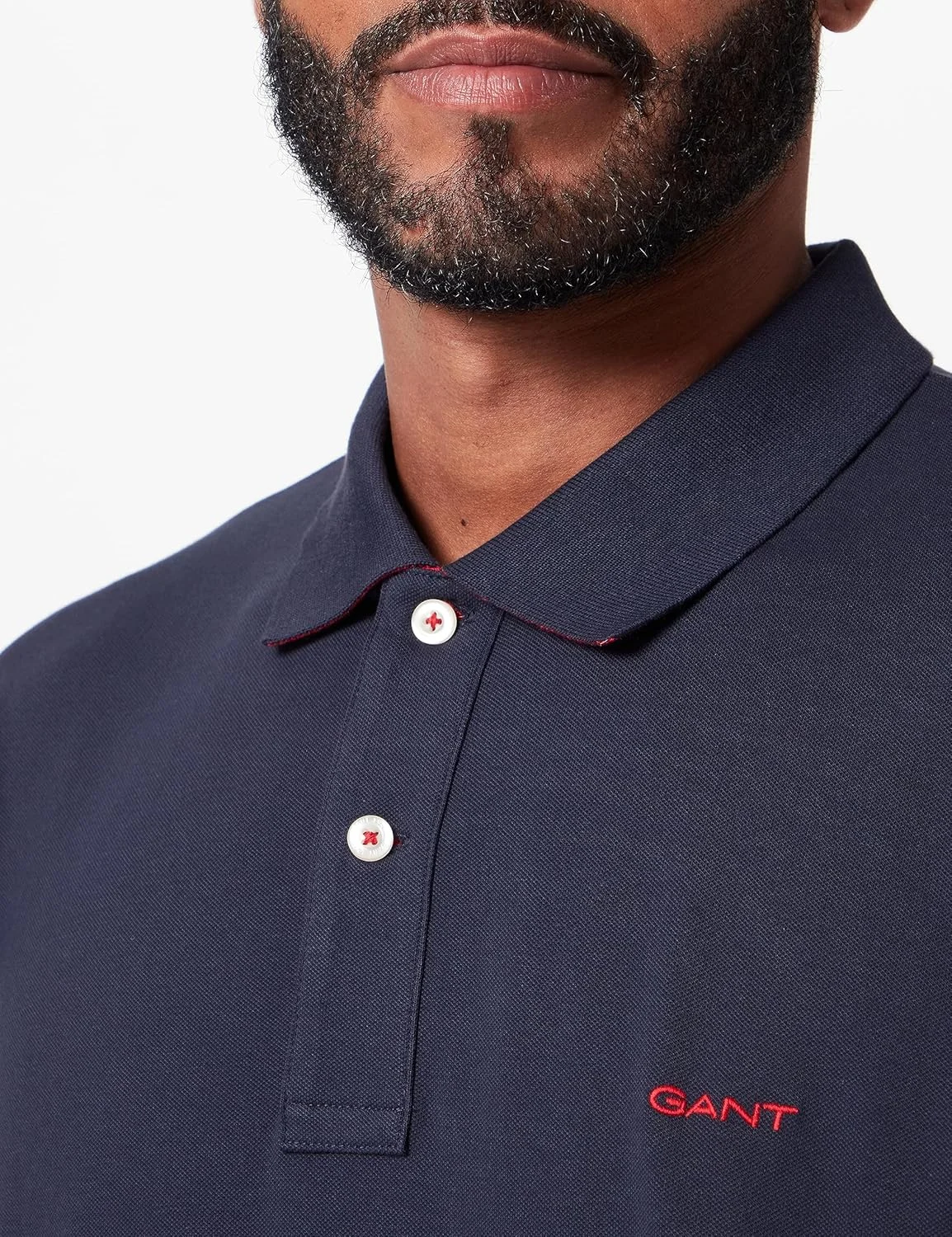 پولوشرت آستین بلند مردانه گنت مدل Reg Contrast Pique LS Rugger با لوگوی متضاد