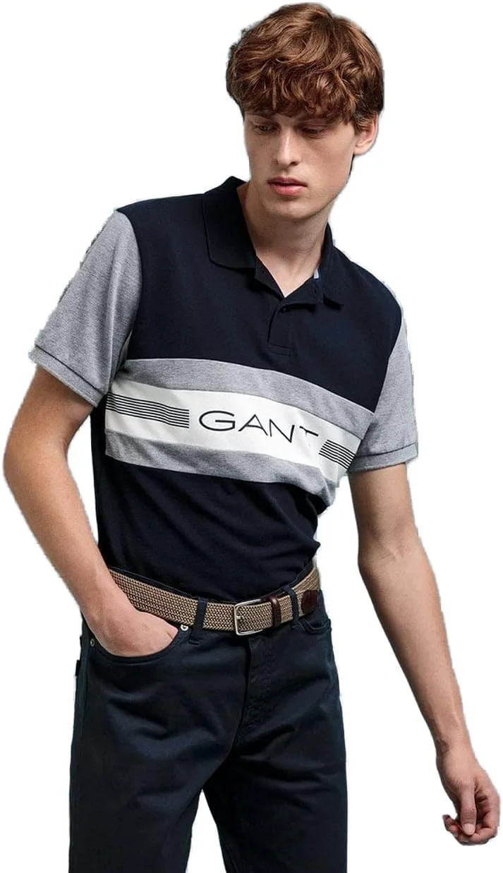 پولوشرت مردانه راه راه GANT مدل 13 Stripes Pique Rugger