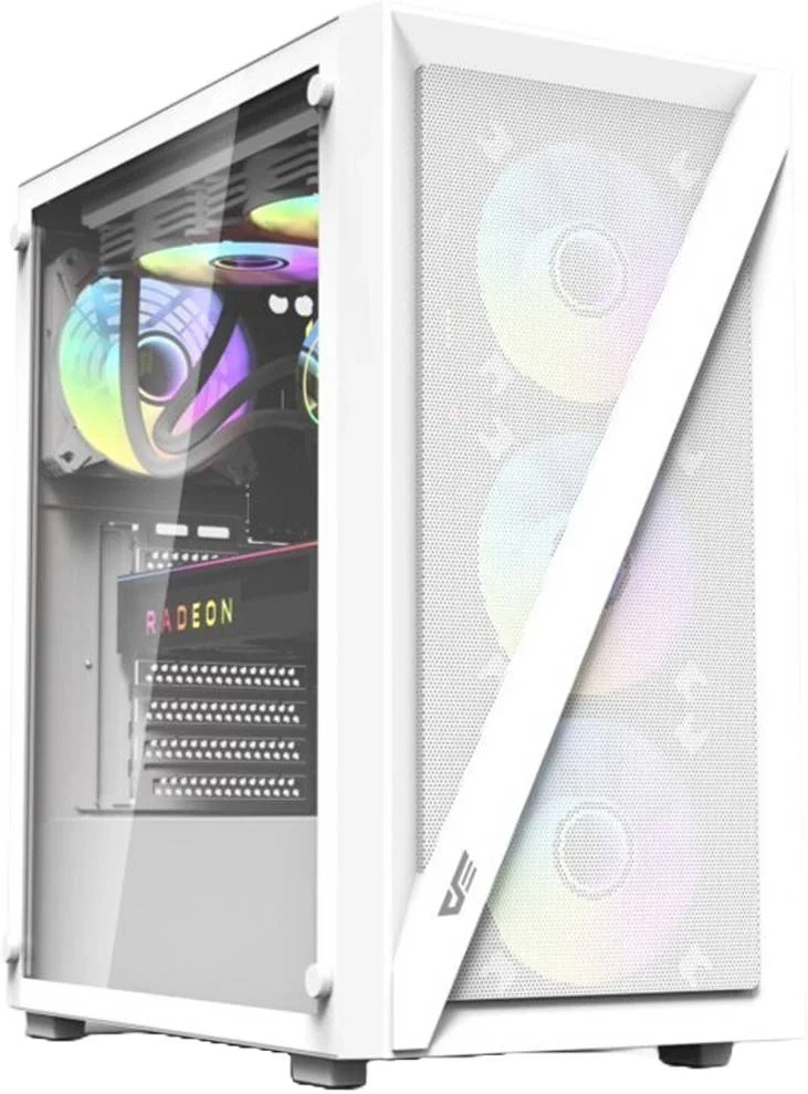 کیس کامپیوتر مید تاور DarkFlash DK260 Air Mesh، دارای 4 فن aRGB از پیش نصب شده، پشتیبانی از رادیاتور تا 360 میلی‌متر و 6 فن، جنس بدنه فولاد + شیشه حرارت دیده، دارای نگهدارنده کارت گرافیک داخلی، سفید | DK260-W