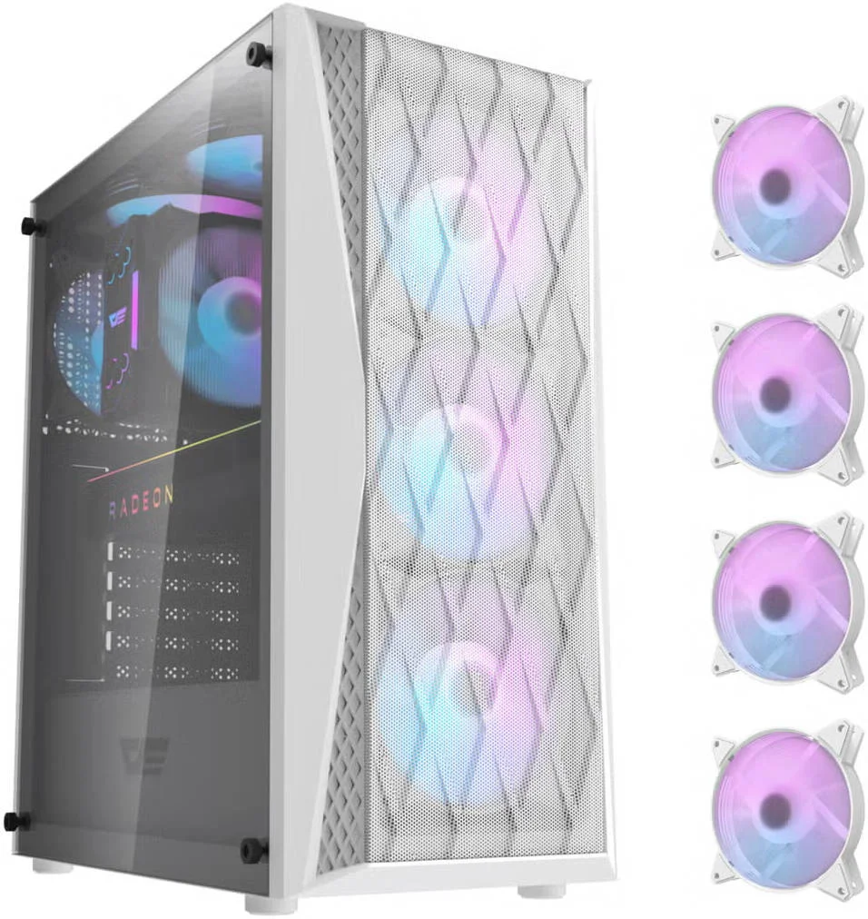 کیس کامپیوتر DarkFlash DK352 ATX، پشتیبانی از حداکثر 6 فن 120 میلی‌متری و رادیاتور 360 میلی‌متری، پنل جلویی توری فلزی، سازگار با مادربردهای ATX، M-ATX، ITX، سفید | DK352-W