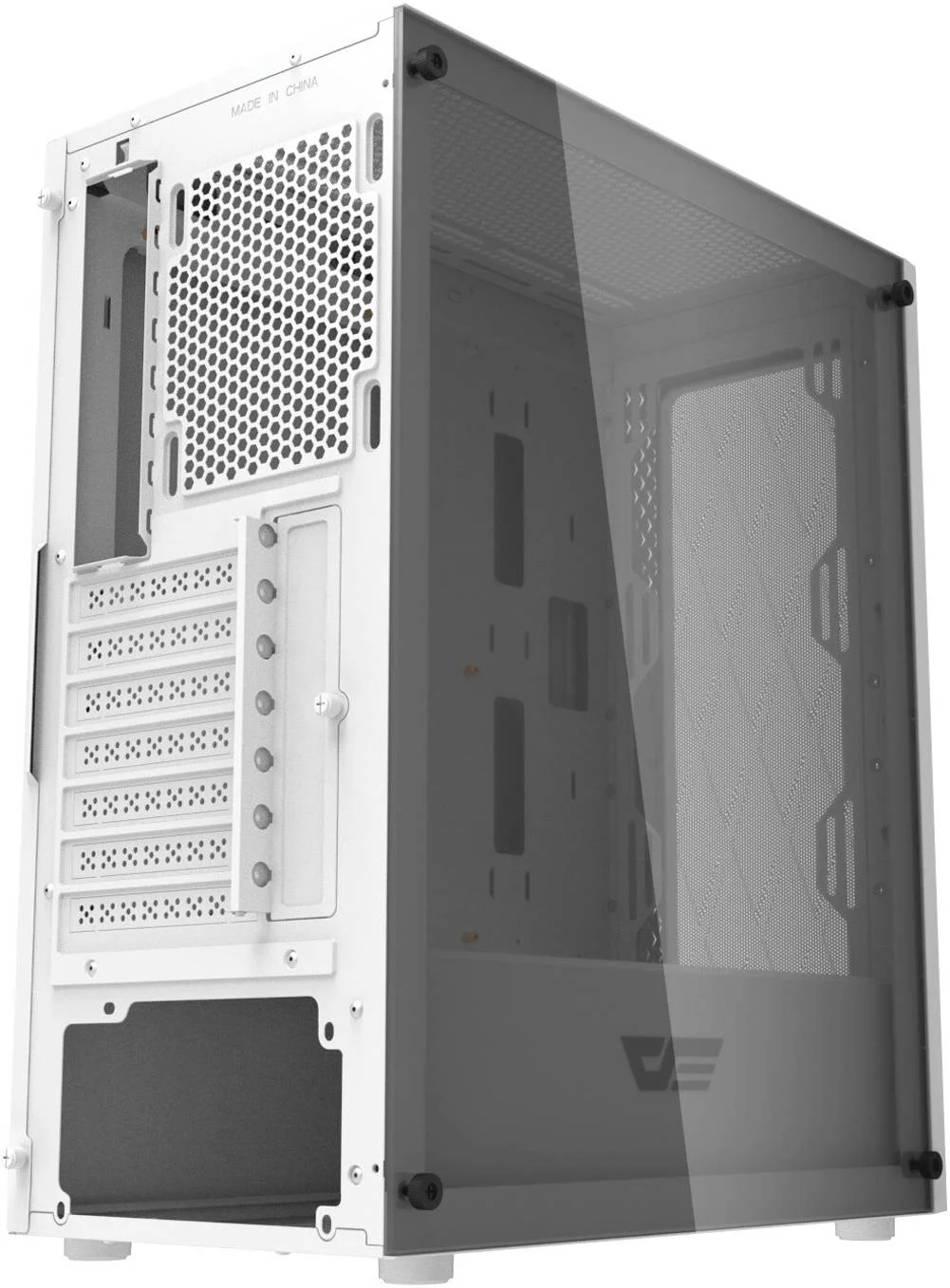 کیس کامپیوتر DarkFlash DK352 ATX، پشتیبانی از حداکثر 6 فن 120 میلی‌متری و رادیاتور 360 میلی‌متری، پنل جلویی توری فلزی، سازگار با مادربردهای ATX، M-ATX، ITX، سفید | DK352-W