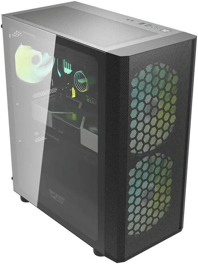 کیس کامپیوتر گیمینگ Darkflash DK360 ATX M-ATX ITX با پنل جلویی مشبک، دارای 2 فن 200 میلی‌متری و 1 فن 120 میلی‌متری ARGB از پیش نصب شده، پنل جانبی شیشه‌ای حرارت دیده، پشتیبانی از رادیاتور تا 360 میلی‌متر، USB 3.0