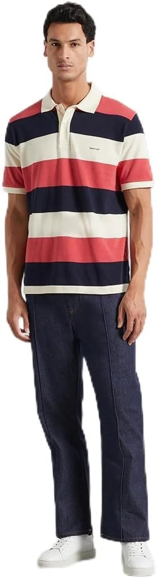 پولوشرت آستین کوتاه راه راه بلوکی Gant - 2022151-Gan_130-Gan-کرم