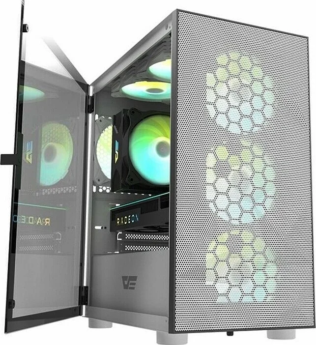 کیس گیمینگ DarkFlash DLM21 MESH Micro ATX Mini ITX Tower، دارای 4 اسلات توسعه، پشتیبانی از 3 فن 120 میلی‌متری در جلو، سفید / مشکی | DLM21