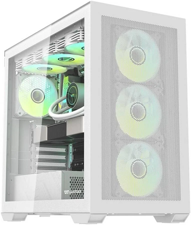 کیس کامپیوتر Darkflash DLX4000 Mesh Selection E-ATX با 6 فن RGB، شیشه حرارت دیده، پشتیبانی از رادیاتور 360 میلی‌متری تا 2 عدد، پشتیبانی از فن 120 میلی‌متری تا 14 عدد، USB Type-C، سفید | DLX4000 سفید