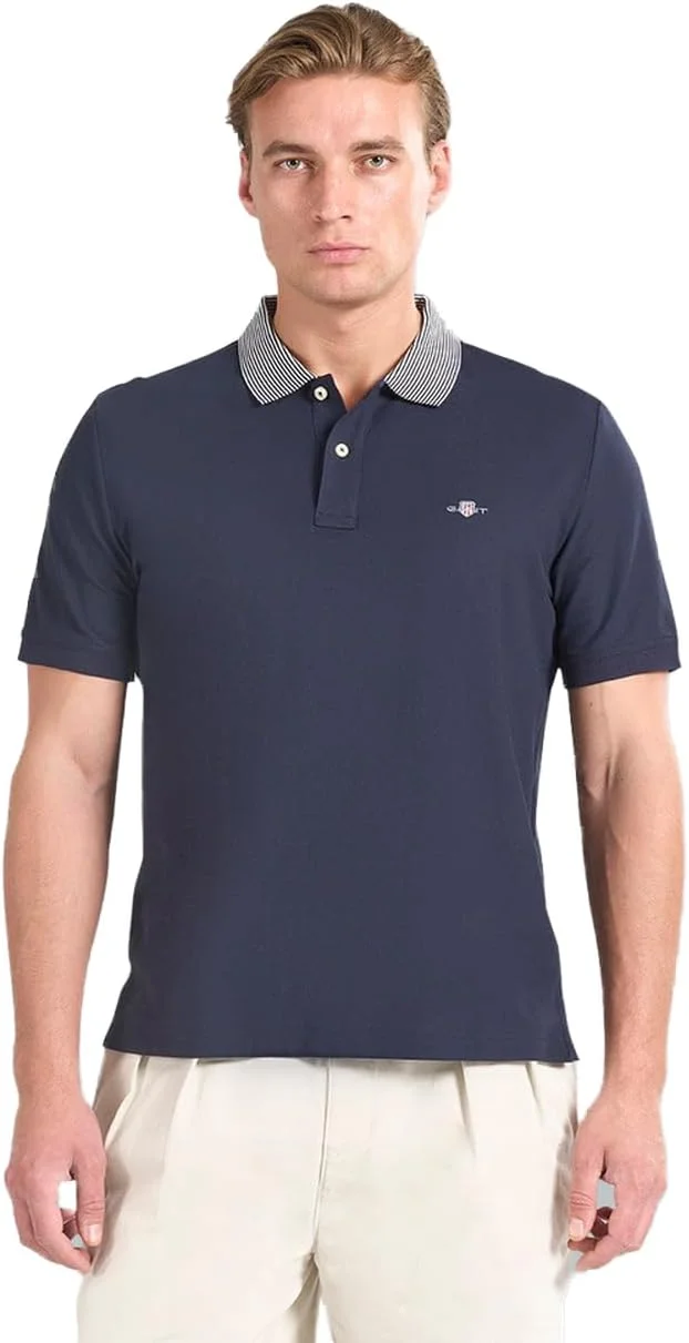 پولوشرت مردانه با جزئیات نواری گنت مدل 2022152-433