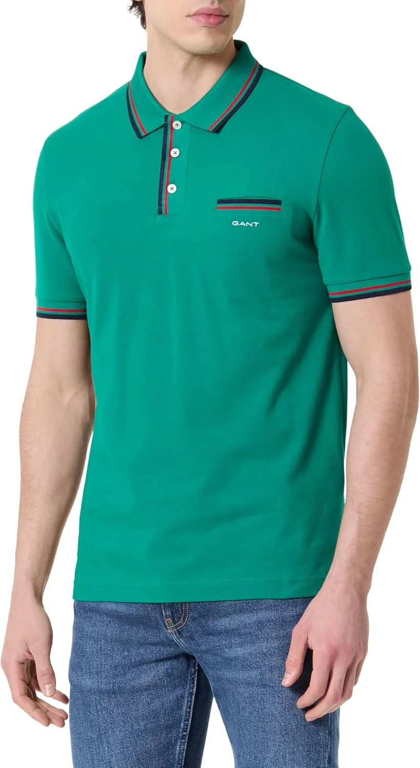 پولوشرت آستین کوتاه یقه دار مردانه گنت مدل 2013042-Gan_322-Gan-Green