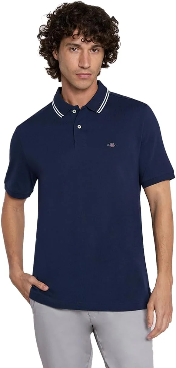 پولوشرت آستین کوتاه مردانه GANT مدل 2003334-410 با یقه نواری