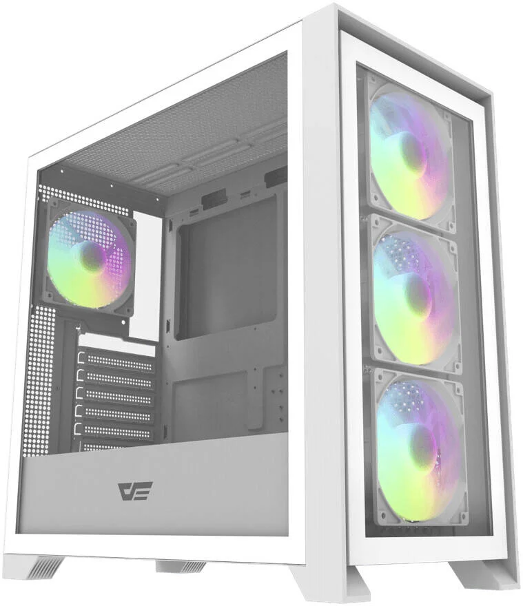 کیس کامپیوتر DarkFlash DRX90 Glass ATX، پشتیبانی از رادیاتور 360 میلی‌متری، پشتیبانی از حداکثر 10 فن 120 میلی‌متری، مدیریت کابل، پنل جلویی مغناطیسی با قابلیت باز شدن سریع، جنس شیشه حرارت دیده، سفید | DRX90