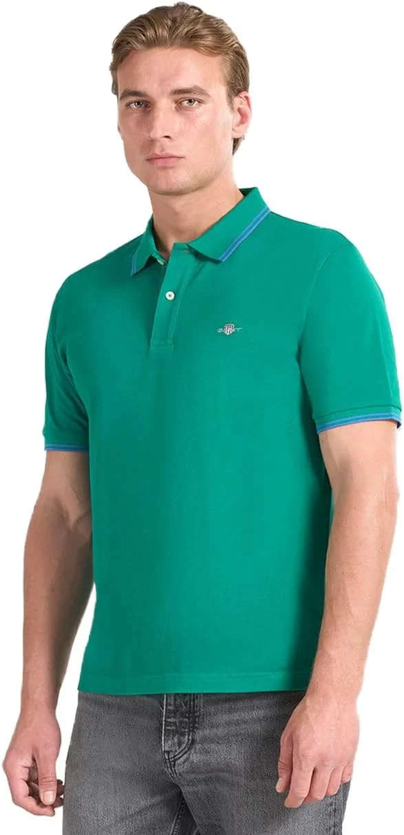 پولوشرت مردانه GANT مدل 2014028-322 با جزئیات رنگی (سفید با تزیینات سرمه ای)