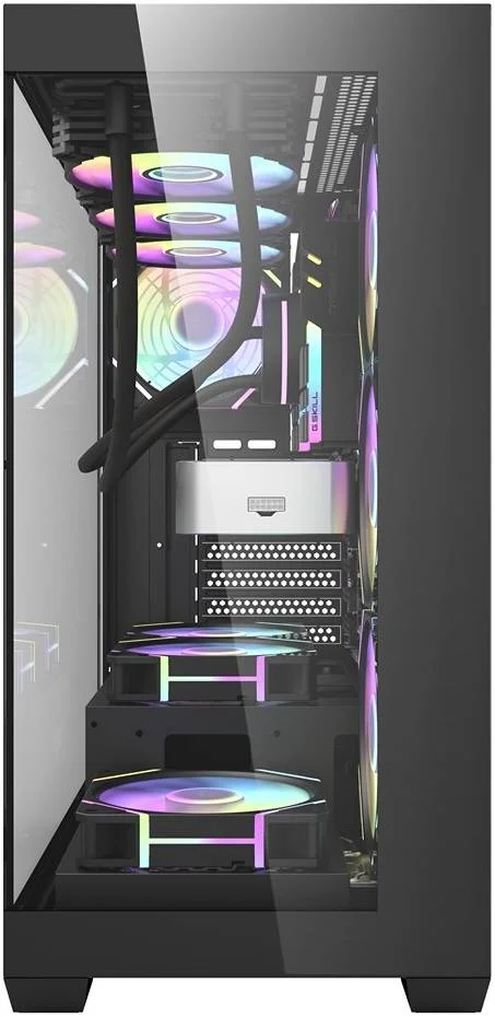 کیس کامپیوتر DarkFlash DS900 ATX، دارای 7 فن ARGB از پیش نصب شده، پشتیبانی از رادیاتور تا 360 میلی‌متر و 10 فن، جنس SPCC + شیشه حرارت دیده، مشکی | DS900-B