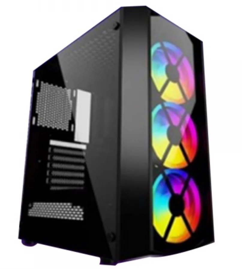 کیس کامپیوتر گیمینگ Deskooze D11، پشتیبانی از مادربرد ATX، MAT و ITX، 3 فن RGB با کنترلر، SPCC0.4mm (مشکی) داخل و 0.5mm بیرون، USB 3.0 (1) - مشکی | D11
