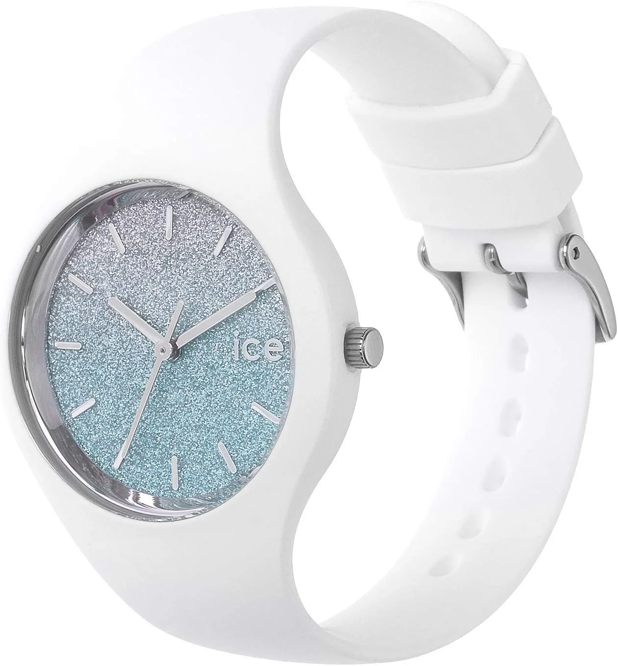 آیس-واچ - ICE lo سفید آبی - ساعت مچی زنانه سفید با بند سیلیکونی