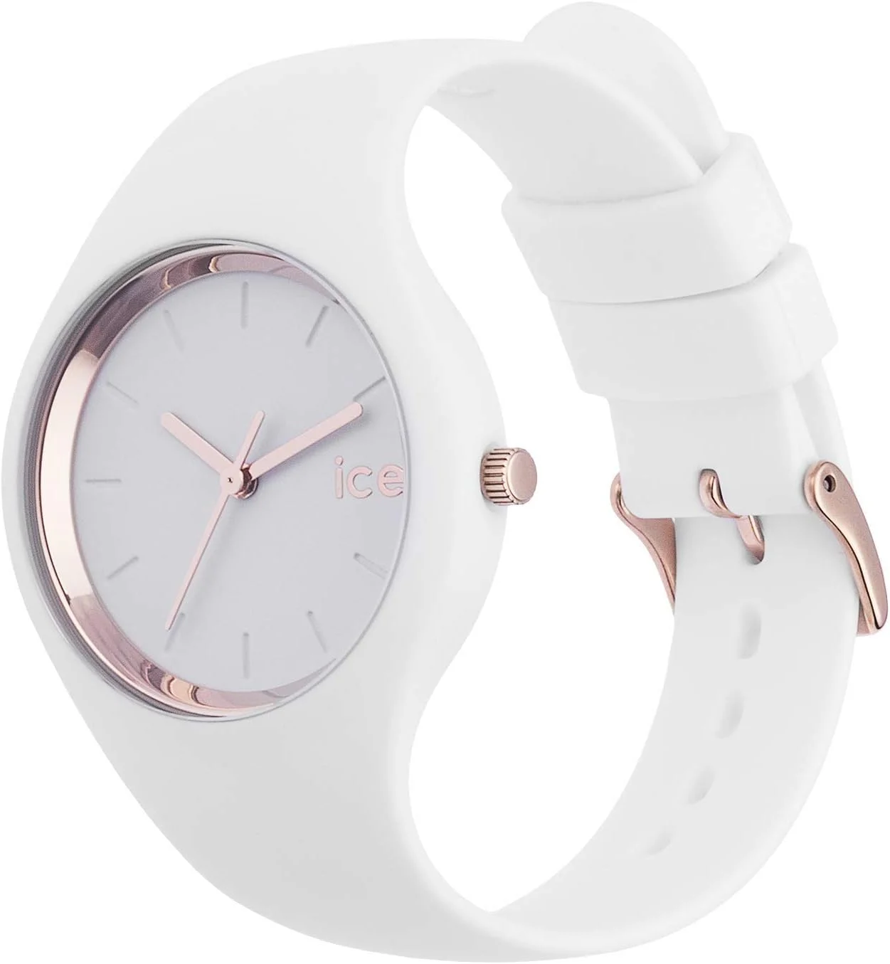 آیس-واچ - ساعت زنانه آیس گلم سفید رزگلد با بند سیلیکونی