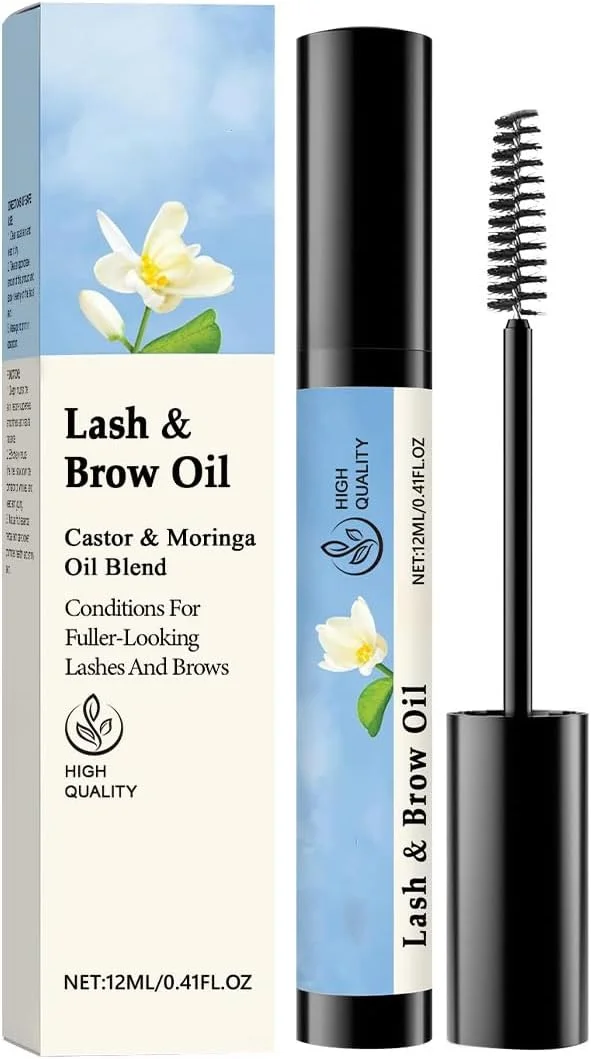 سرم تقویت کننده مژه و ابرو ارگانیک - روغن کرچک مغذی با مورینگا و آملا - روغن مژه و ابرو غنی شده با ویتامین E به همراه اپلیکاتور، هدیه ایده آل مراقبت از خود و زیبایی برای بانوان
