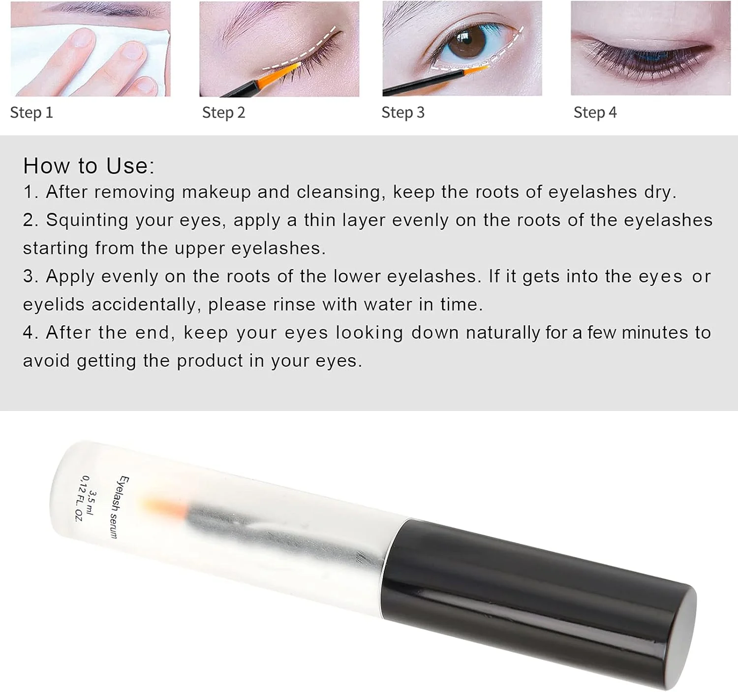 سرم تقویت مژه 3.5 میلی لیتری، تقویت کننده ابرو، نرم کننده طبیعی مژه، سرم مغذی و ترمیم کننده ملایم مژه برای مژه ها و ابروهای بلند و ضخیم