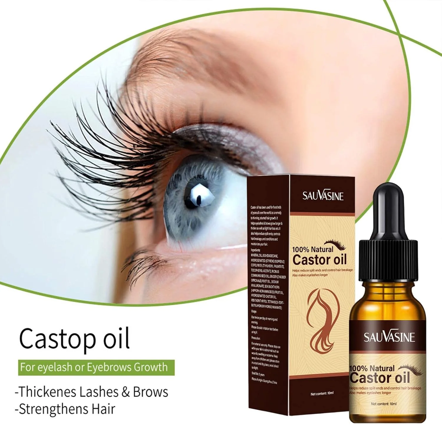 سرم تقویت کننده مژه، روغن کرچک فشرده سرد طبیعی 10 میلی لیتری | سرم تقویت کننده ابرو روغن کرچک، نرم کننده مژه، سرم تقویت کننده مژه