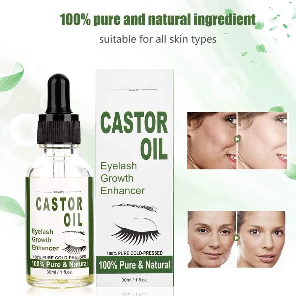 روغن کرچک ارگانیک برای مژه و ابرو، سرم رشد مژه و ابرو، 100% خالص و طبیعی، سرم مژه برای مژه‌های بلندتر و ضخیم‌تر، 30 میلی‌لیتر