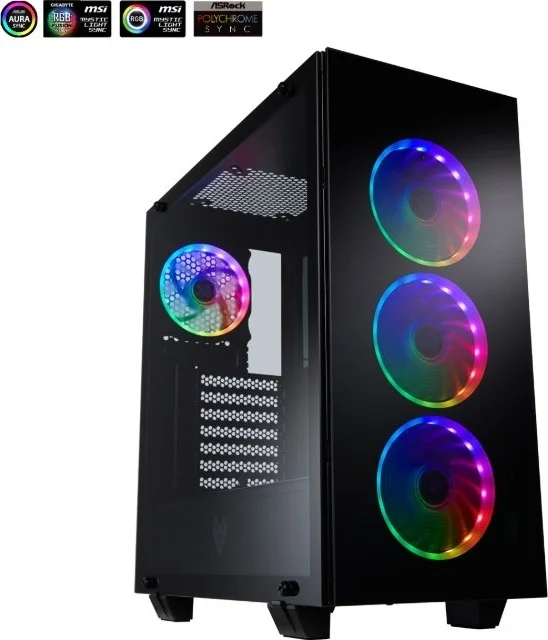 کیس FSP CMT510 Full ATX، دارای 4 فن 120 میلی‌متری از پیش نصب‌شده، پنل جلویی و جانبی شیشه‌ای، ARGB - مشکی | CMT510-PLUS