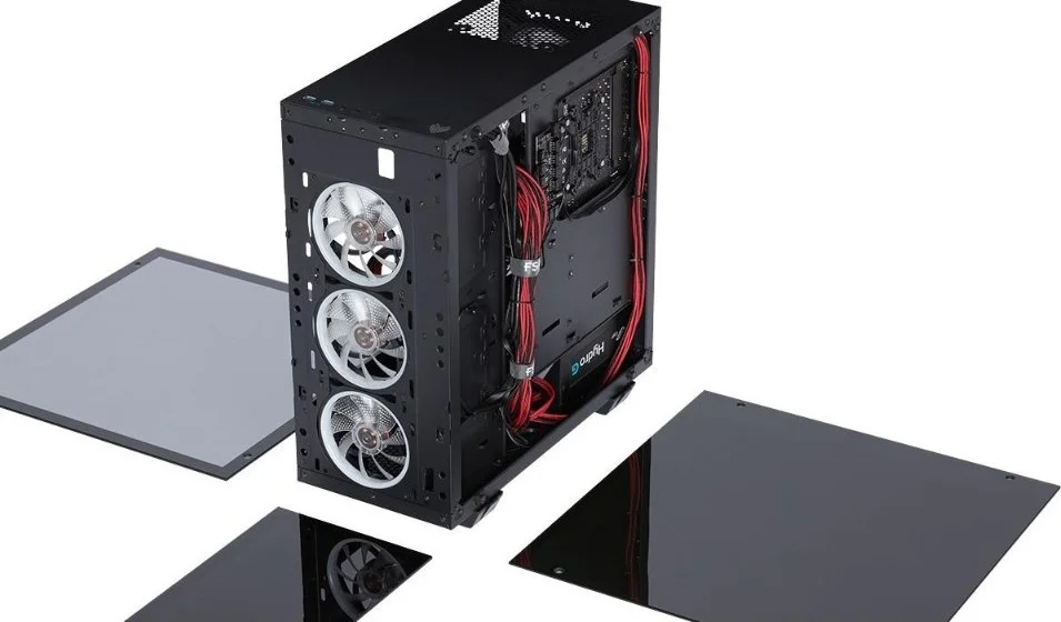 کیس مید تاور FSP CMT510 ATX، دارای 4 فن 120 میلی‌متری از پیش نصب شده، پنل جلویی و جانبی شیشه‌ای، RGB - مشکی | CMT510