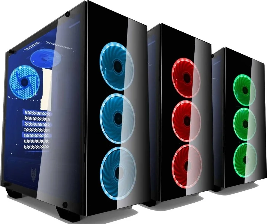 کیس مید تاور FSP CMT510 ATX، دارای 4 فن 120 میلی‌متری از پیش نصب شده، پنل جلویی و جانبی شیشه‌ای، RGB - مشکی | CMT510