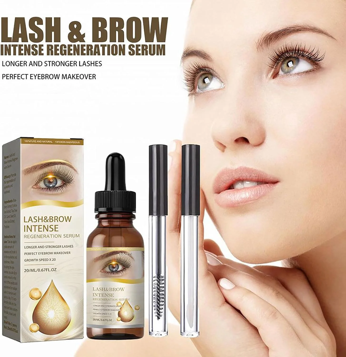 سرم مژه برای رشد و ضخامت - فعال کننده رشد مژه، تقویت کننده، مرطوب کننده و فرمول طبیعی - ظاهری سریع و سالم