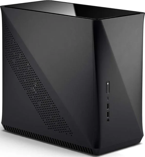 کیس کامپیوتر Mini-ITX فراکتال دیزاین Era ITX Carbon با شیشه حرارت دیده، پنل بالایی، فرم فاکتور کوچک، آماده خنک کننده مایع، USB Type-C، آلومینیوم، مشکی | FD-CA-ERA-ITX-BK