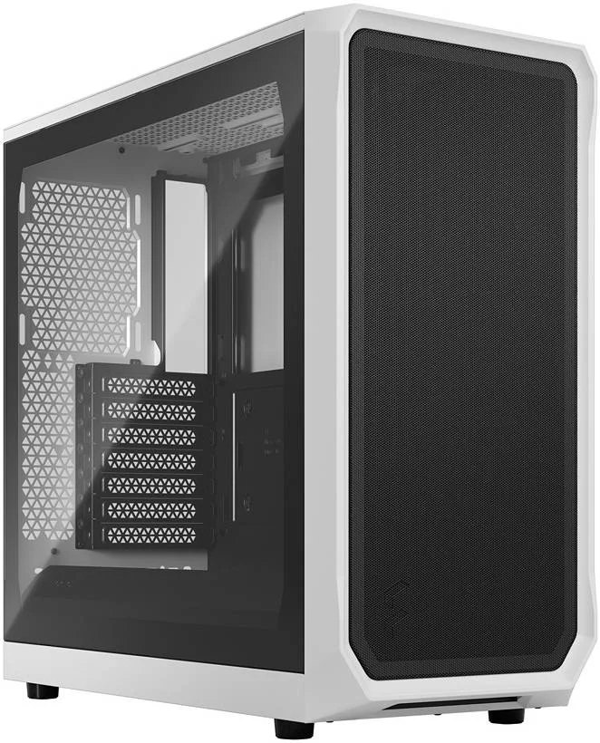 کیس کامپیوتر مید تاور Fractal Design Focus 2 سفید، پنل کناری شیشه ای حرارت دیده، طراحی مشبک جلو، جریان هوای بالا، پشتیبانی از 6 فن 120 میلی متری و رادیاتور 360 میلی متری، پیکربندی هوشمند، 2xUSB 3.0، سفید