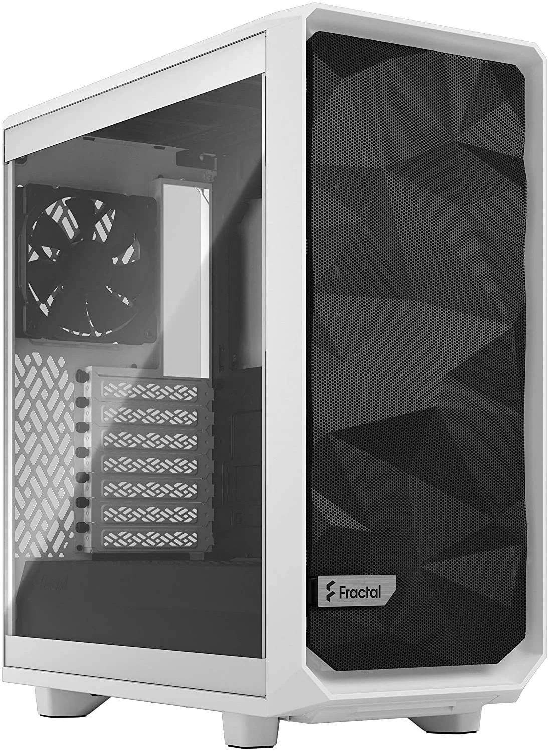 کیس مید تاور گیمینگ Fractal Design Meshify 2 Compact ATX، شیشه حرارت دیده با رنگ روشن، پشتیبانی از رادیاتور تا 360 میلی متر، فولاد، اندازه فن 120 میلی متر، سفید | FD-C-MES2C-05