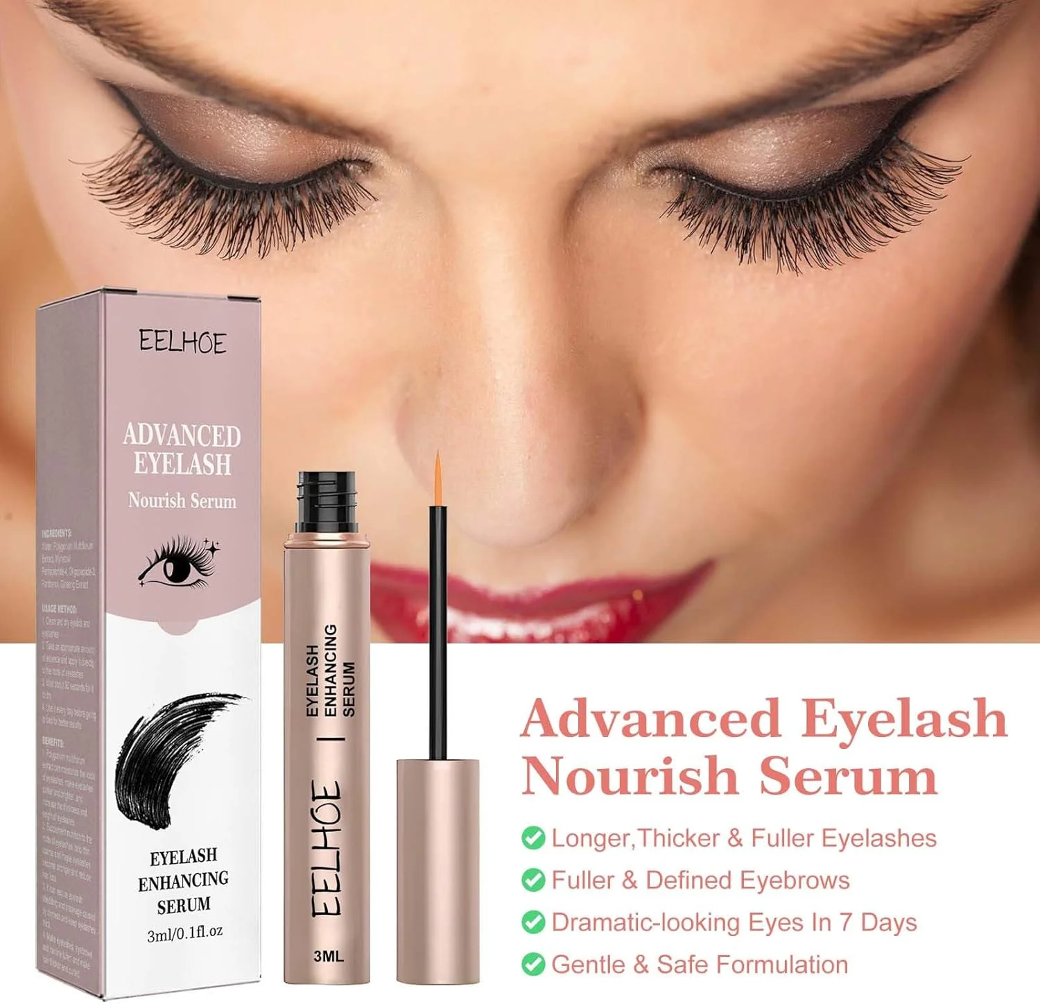 سرم تقویت کننده مژه، سرم ممتاز رشد مژه و تقویت کننده ابرو، سرم تقویت کننده مژه برای مژه ها و ابروهای بلندتر، پرپشت تر و ضخیم تر