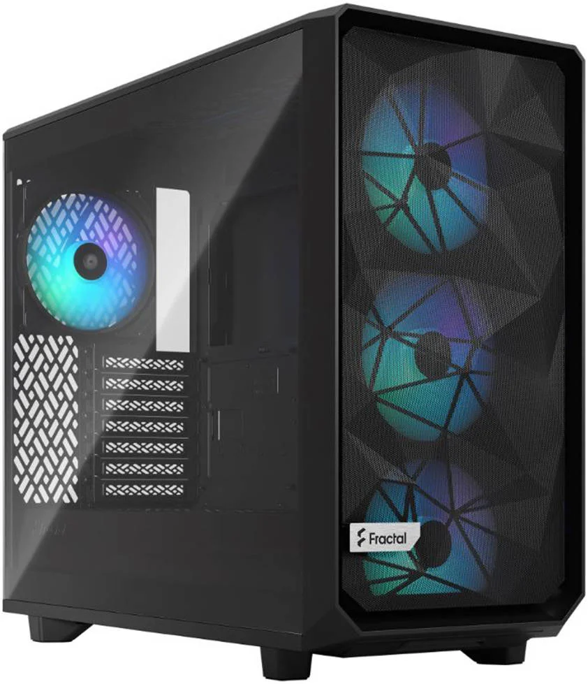 کیس مید تاور Fractal Design Meshify 2 Lite RGB E-ATX، دارای 7 اسلات توسعه، اندازه فن 120/140 میلی‌متری، درایو 3.5/2.5 اینچی، پشتیبانی از رادیاتور 360 میلی‌متری، پنل جانبی شیشه‌ای حرارت دیده، مشکی TG Light Tint | FD-C-MEL2A-05
