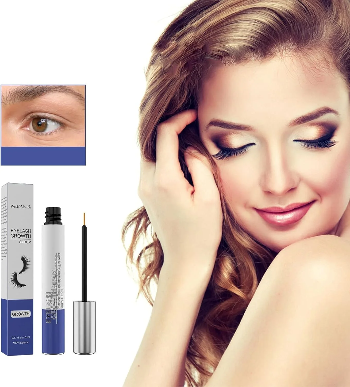 سرم تقویت کننده مژه و ابرو طبیعی برای رشد مژه های ضخیم تر و بلندتر، رشد سریع مژه، مژه ها و ابروهای جذاب، سرم رشد مژه، 5 میلی لیتر