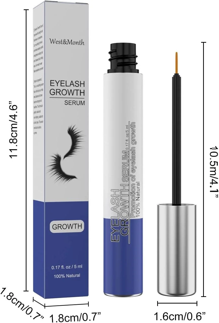 سرم تقویت کننده مژه و ابرو طبیعی برای رشد مژه های ضخیم تر و بلندتر، رشد سریع مژه، مژه ها و ابروهای جذاب، سرم رشد مژه، 5 میلی لیتر