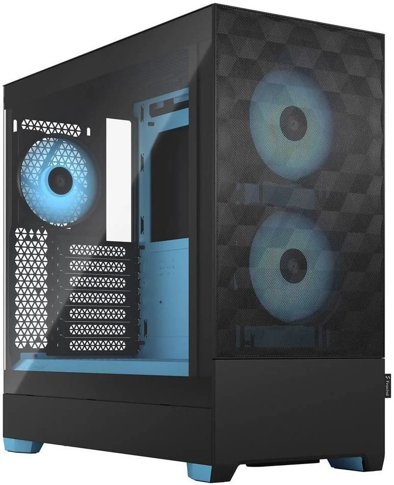 کیس گیمینگ مید تاور Fractal Design Pop Air ATX، شیشه حرارت دیده شفاف، 7 اسلات توسعه، 2 عدد فن 120/140 میلی متری، 2 عدد جایگاه درایو 5.25 اینچی، پشتیبانی از رادیاتور تا 280 میلی متر، RGB فیروزه ای | FD-C-POR1A-02