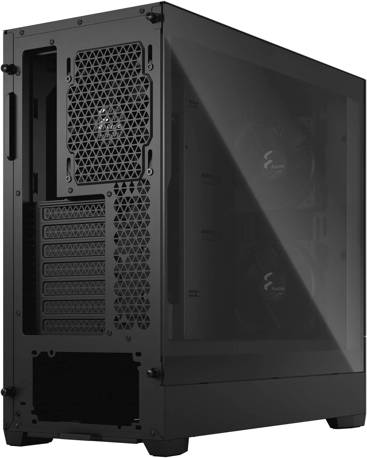 کیس کامپیوتر مید تاور Fractal Design Pop Silent، پنل شیشه ای حرارت دیده TG Clear Tint، پشتیبانی از رادیاتور تا 280 میلی متر و 3 فن 120 میلی متری، محفظه مخفی، پنل USB-C /I/O، مشکی | FD-C-POS1A-02