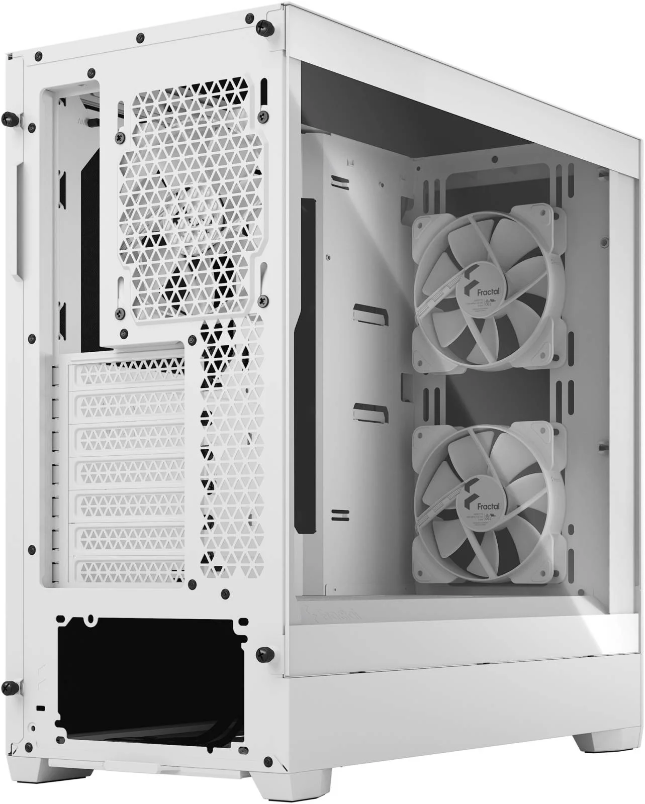 کیس کامپیوتر مید تاور Fractal Design Pop Silent، پنل شیشه ای حرارت دیده TG Clear Tint، پشتیبانی از رادیاتور 280 میلی متری و 3 فن 120 میلی متری، محفظه مخفی، پنل USB-C /I/O، سفید | FD-C-POS1A-04