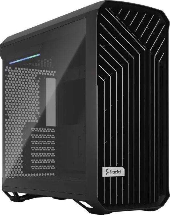 کیس کامپیوتر Fractal Design Torrent E-ATX Mid Tower، دارای 7 اسلات توسعه، جریان هوای بالا، 4 جایگاه 2.5 اینچی، پشتیبانی از رادیاتور تا 16.5 اینچ، 2 فن 180 میلی‌متری و 3 فن 140 میلی‌متری، شیشه مشکی روشن | FD-C-TOR1A-01