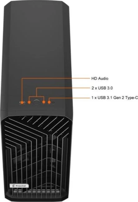 کیس کامپیوتر Fractal Design Torrent E-ATX Mid Tower، دارای 7 اسلات توسعه، جریان هوای بالا، 4 جایگاه 2.5 اینچی، پشتیبانی از رادیاتور تا 16.5 اینچ، 2 فن 180 میلی‌متری و 3 فن 140 میلی‌متری، شیشه مشکی روشن | FD-C-TOR1A-01