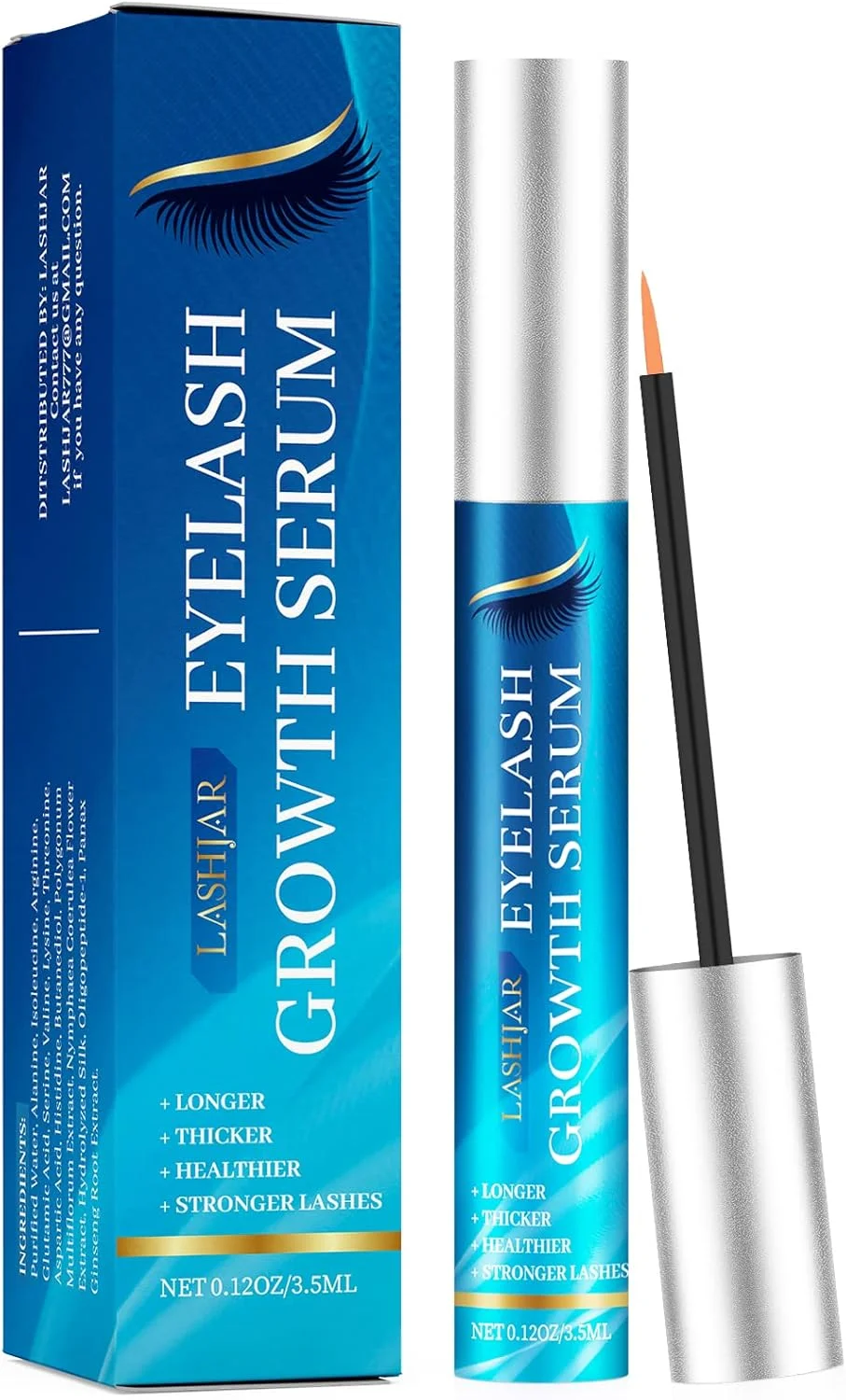 سرم تقویت کننده مژه و ابرو ممتاز، سرم تقویت کننده مژه برای مژه ها و ابروهای بلندتر، پرپشت تر و ضخیم تر، 1.0 عدد