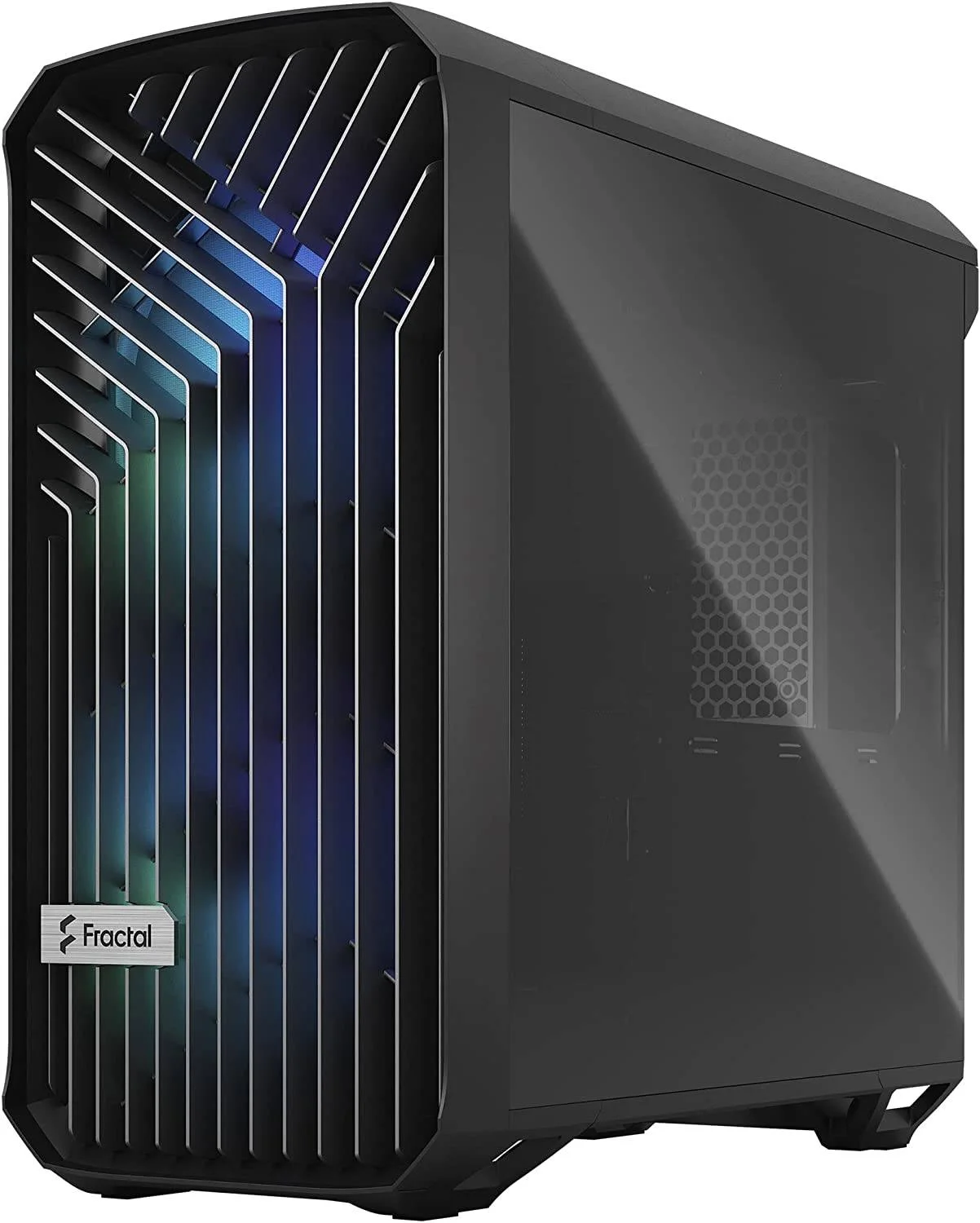 کیس مید تاور کامپکت Fractal Design Torrent ATX، فولاد / شیشه حرارت دیده، 7 اسلات توسعه، پشتیبانی از رادیاتور تا 360 میلی متر، 3 عدد فن 120 میلی متری، 3 عدد جایگاه درایو 2.5 اینچی، RGB مشکی TG Light | FD-C-TOR1C-02