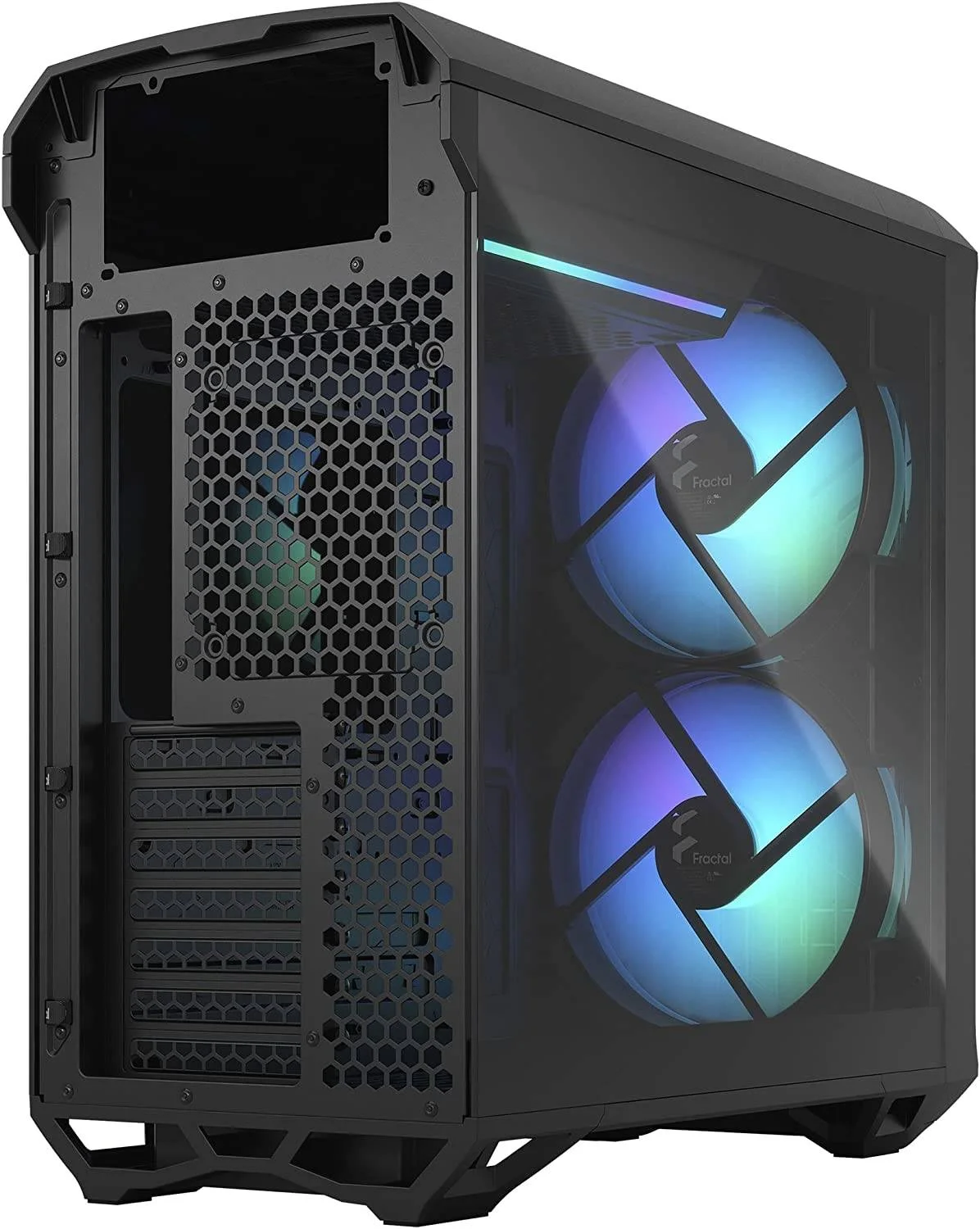 کیس مید تاور کامپکت Fractal Design Torrent ATX، فولاد / شیشه حرارت دیده، 7 اسلات توسعه، پشتیبانی از رادیاتور تا 360 میلی متر، 3 عدد فن 120 میلی متری، 3 عدد جایگاه درایو 2.5 اینچی، RGB مشکی TG Light | FD-C-TOR1C-02