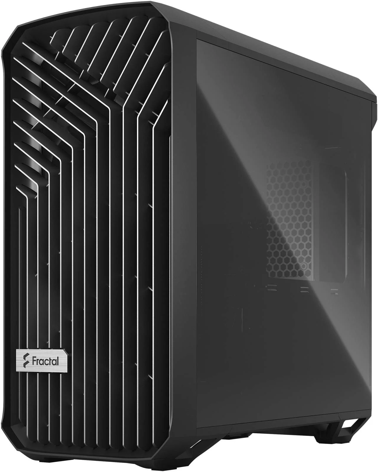 کیس کامپیوتر Fractal Design Torrent Compact TG E-ATX، بدنه فولادی و پنل شیشه ای حرارت دیده، پشتیبانی از رادیاتور تا 360 میلی متر و 6 فن، جریان هوای بهینه، 3 درایو 2.5 اینچی، USB 3.1 C/USB 3.0، مشکی | FD-C-TOR1C-01