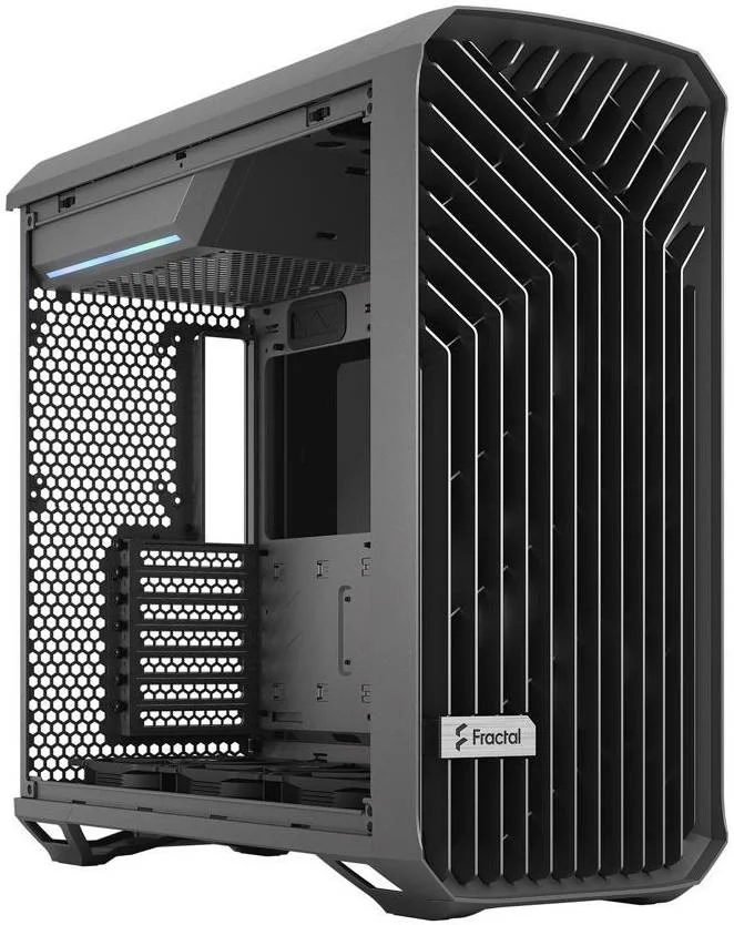 کیس مید تاور Fractal Design Torrent Compact Windowed ATX، استیل / شیشه حرارت دیده با رنگ روشن، 7 اسلات توسعه، پشتیبانی از رادیاتور تا 360 میلی متر، 3 عدد فن 120 میلی متری، 3 عدد جایگاه درایو 2.5 اینچی، خاکستری | FD-C-TOR1A-02