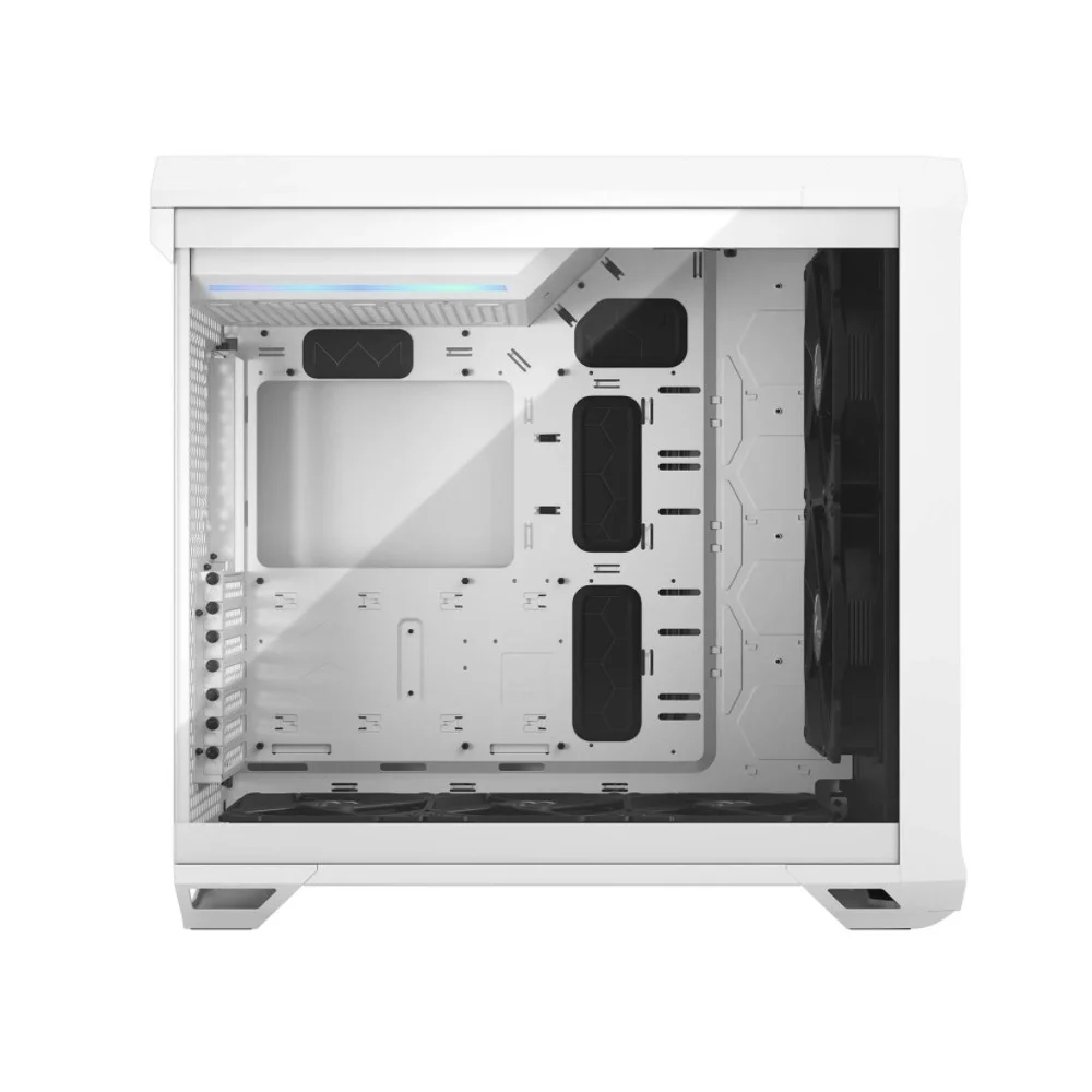 کیس کامپیوتر مید تاور Fractal Design Torrent E-ATX، دارای 7 اسلات توسعه، جریان هوای بالا، 4 جایگاه 2.5 اینچی، پشتیبانی از رادیاتور تا 16.5 اینچ، 2 فن 180 میلی‌متری و 3 فن 140 میلی‌متری، شیشه حرارت دیده سفید رنگ